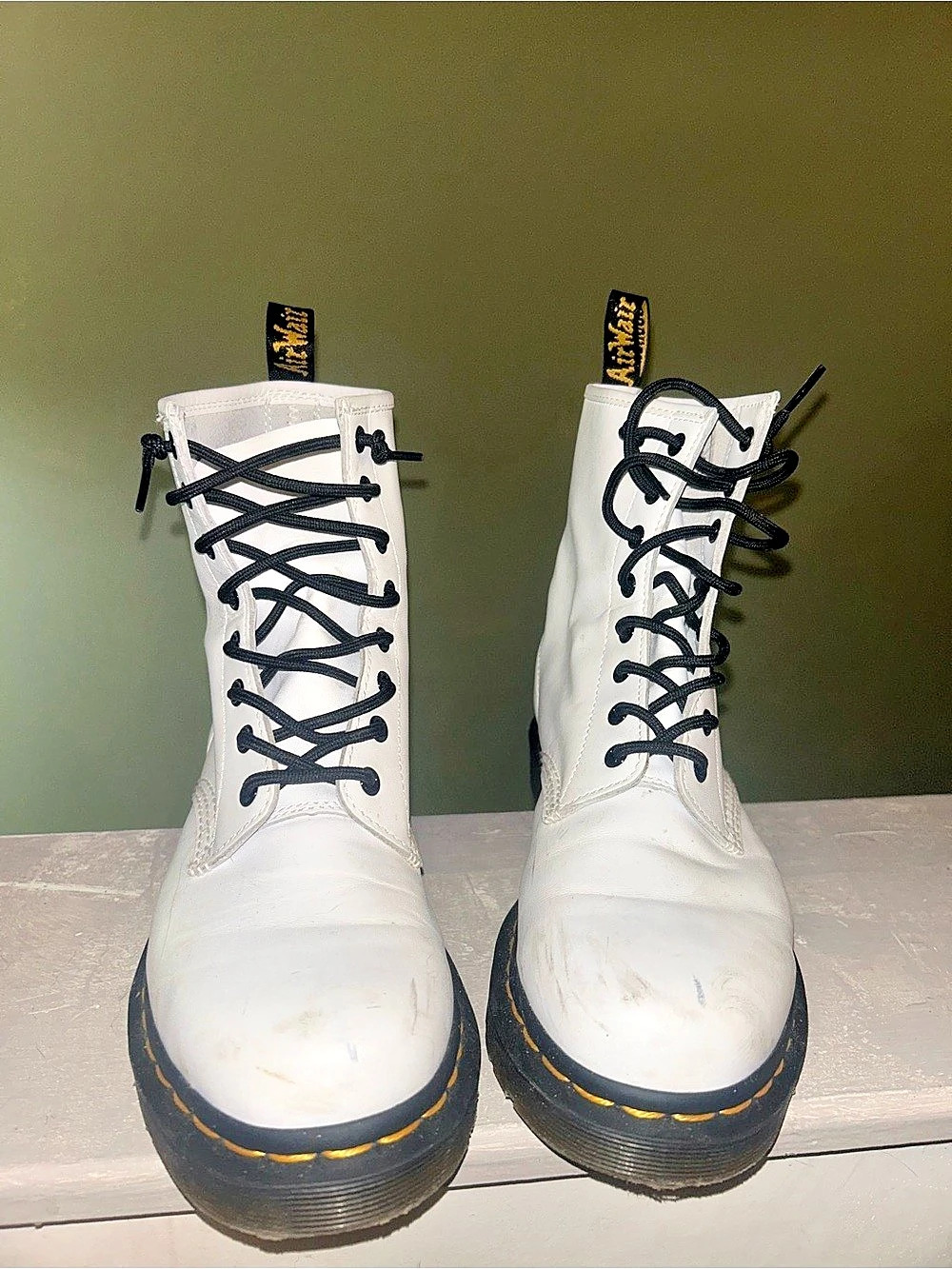 Dr. Martens 1460 Smooth Leather Lace-Up Boots Combat Boots White US 9 EU 41